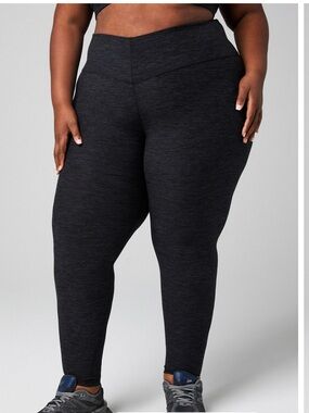 Fabletics Sz XXL HeatherFlex High-Rise Legging in Black Heather w/ back pocket